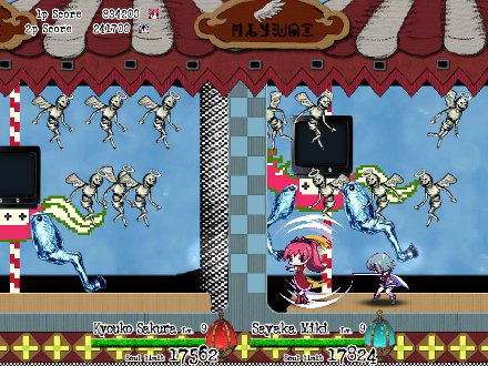 To be honest, Kyoko and Sayaka probably aren't the best team simply because they're both close-range fighters, so there's no long-range support. But if you're both feeling like REALLY wailing on dudes, they are a lot of fun to get stuck in with. VIOLENT MAGICAL GIRL BATTLES RETURN AGAIN~