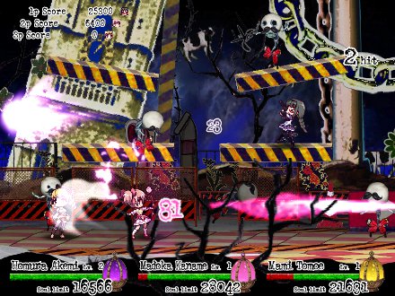 FUN FACT: My co-op partner had not watched Madoka Magica before we played together, and one of the things he pointed out that I didn't notice was this: 'So, these magical girls, right, their costumes are the same colours as the original Power Rangers, aren't they? black (well, grey), pink, red, yellow and blue. Kinda weird, huh?' MIND. BLOWN.