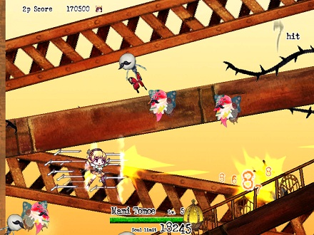 ... And to offset that last depressing screenshot, here's a shot of Mami being very much alive and well. And using her muskets to blow some moustaches clean off these dudes.