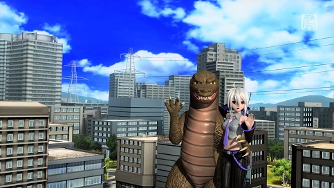 ... *hic*. It's me, it's your girl Haku, with her best buddy, Not-Godzilla *hic*. I'm drinkin' 'cause I'm celebratin'! I'm not DLC this time! Ain't that grand? *hic* Now, I still got beef with Sega for not putting me in Project mirai on the *hic* 3DS, but tonight I'mma let it slide, just this once. I'm in as standard again! Wahey! *hic* And my bestest friend Not-Godzilla is here again! Been a while since *hic* I saw this guy! Lemmie tell ya, this guy's the best. I fookin' love 'im. Wait, shit, I love Neru too, I hope she didn't hear *hic* nothin'. God, I'm plastered. Drinks are on me, everyone! Just charge it to *hic* Luka or whatever...'