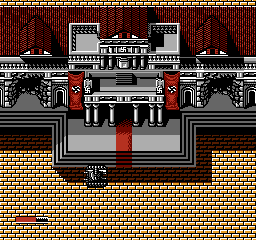 It's difficult to see, but there's five swastikas here- two on the curtains, two on little plinths next to the curtains, and one in the building itself, just level with the two balconies.