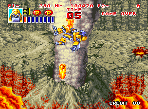 Apparently, the volcano blasts you out with SUCH FORCE that you're robbed of any Power-Up items you have, so you're back to your default colour.