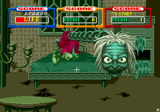 I'll be blunt- the real reason I won't give Laser Ghost a proper review/play through is because I don't think it's emulated correctly yet- lots of weird priority bugs going on, especially in the graveyard stage. Also, I'd rather play the thing on a real machine.