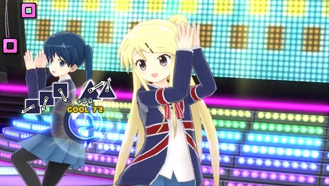 Kin-iro Mosaic was probably the series we were the most aware of before playing this game- almost entirely the fault of Twitter, that- and, well, it's the clear favourite here. It's about a British girl studying in Japan so that appeals to us already, but then you've got Karen Kujo, half-British half-Japanese girl, who shows up in Episode 3 to say 'HEY GANG, THIS IS A NICE SHOW, THINK I'LL STEAL IT'. And she does.
See, that's Karen there. That's why this caption's here.