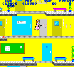 The dreaded Trampolines of Terror! Of course, you can just jump to the left, of course, but don't puss out!