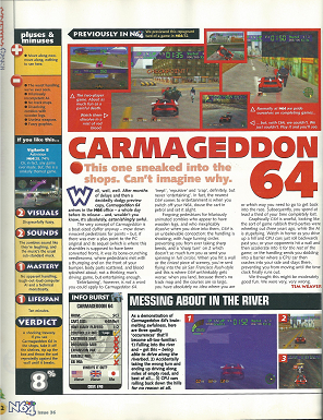 One criticism I will level at the mag is that their review scores were sometimes a bit weird- stuff that got an 80% felt more like 60%, but this is something every magazine had. And N64 was better off than most. Bet you've never seen an 8% score before!