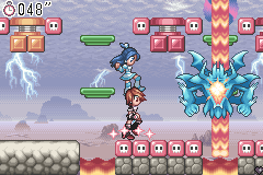 She's just jumping but I like to think Honoka's awkwardly trying to balance on Nagisa's head for this one.