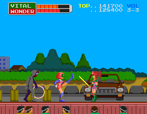 'Amazona! What are you doing here?'
'Hohoho, Wonder Momo! I'm you're rival!'
'N-no! You mean all those times you picked up the tissues I dropped, and bought me lunch, they were all lies?!'
'Yes! You trusting fool!!'