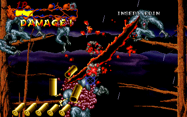 The werewolf at the bottom of the screen? He's got guts, man. Or, rather, he HAD guts before they were splattered all over the screen.