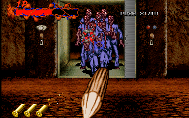 Hey, HEY, zombies! Hold the door for me, would you? Goin' to the top floor, if that's alright.